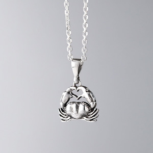 Crab Romance Charm Pendant Silver