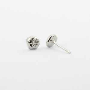 Mini Molten Nugget Studs Silver