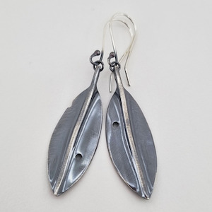 Homewares: Pohutukawa Leaf Earrings Oxdised Finish