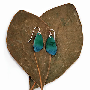 Homewares: Enamelled Butterfly Wing Earrings Sea Green