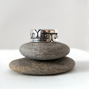 Homewares: Banded 12 Koru Ring Silver