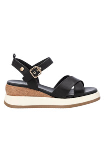 Carmela Wedge Sandal - Black