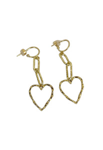 PENNY FOGGO TEXTURED HEART AND CHAIN HOOPS