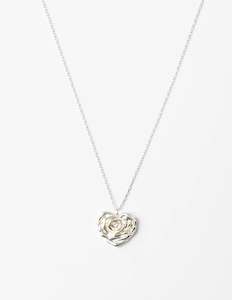 Stella + Gemma Necklace - Silver Flower Heart