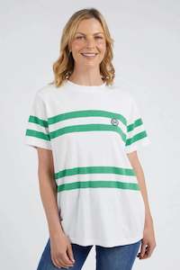 Elm Allegra S/s Tee - White & Green Stripe