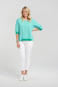 Seduce: SEDUCE TAYLOR TOP - GREEN CHECK