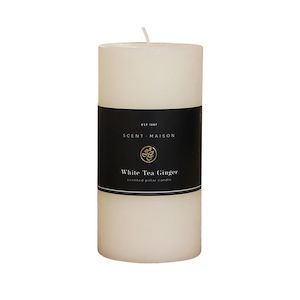 FRENCH COUNTRY MAISON PILLAR CANDLE - WHITE TEA & GINGER 3X6"