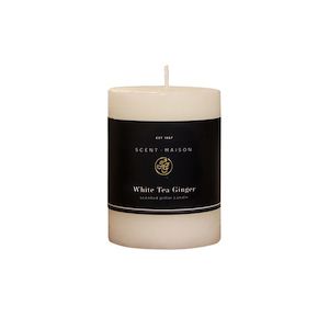 FRENCH COUNTRY MAISON PILLAR CANDLE - WHITE TEA & GINGER 3x4"