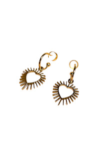 Penny Foggo Spiky Heart Half Hoops - Gold