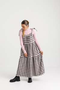 Sale Clothing: THING THING TIE UP ZIGGY DRESS - SOFT PINK CHECK