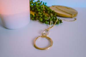 Sale Accessories: FOUR CORNERS NECKLACE - GOLD HOOP WITH GEM