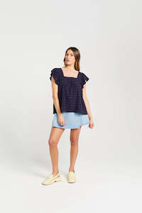 Thing Thing Tiggy Top - Navy Check