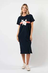 Stella + Gemma Maxie T-shirt Dress - Navy Rose Floral With Stripe