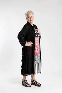 Vogue Coats Jackets: JELLICOE BACK FRILLED DUSTER - BLACK