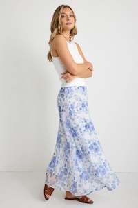 Ivy & Jack Haven Blue Floral Bias Cut Floaty Maxi Skirt