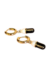 Jewellery: PENNY FOGGO HAPPY PILL HUGGIES - BLACK