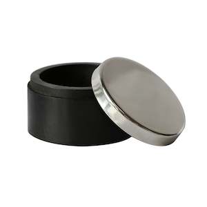 Homeware: ROUND WOODEN BOX W NICKEL FINISH