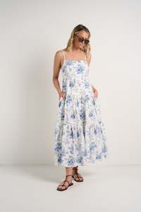 Ivy + Jack Universe Porcelain Print Tie Back Strappy Maxi Dress