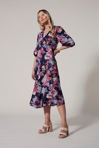 Loobies Story Matera Midi Dress - Indigo Multi