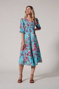 LOOBIES STORY MATERA MIDI DRESS - AQUA MULTI