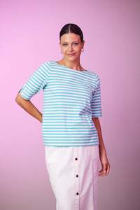 Newport Beckett Stripe Tee - Aqua Stripe