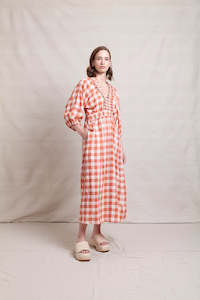 NERIS UPSCALE DRESS - TERRACOTTA CHECK