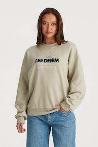 Womens Hoods Sweats: LEE EIGHTY NINE BAGGY SWEATER - KHAKI FEATHER