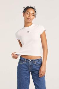 Womens Tees: LEE ESSENTIAL RIB TEE - TIMELESS WHITE