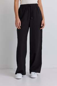 Stories Be Told Townie Onyx Velvet Stripe Side Wide Leg Pants