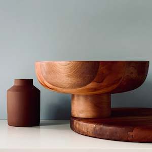 HANDCRAFTED WOODEN PEDESTAL BOWLS