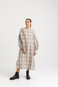 Billowing Dress - Sale - Oat Plaid