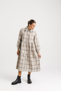 Womenswear: Aleah Dress - Sale - Oat Plaid