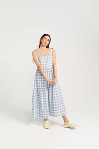 Tie Up Ziggy Dress - Marine Check