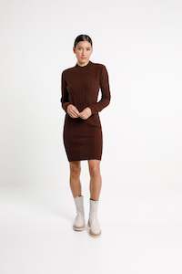 Zigzag Turtle Neck Dress - Sale - Chocolate