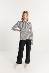 Womenswear: Turtle Neck - Sale - Black/Grey Stripe