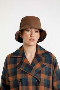 Reversible Bucket Hat - Chocolate Plaid/Chocolate