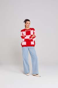 Cleo Check It Jumper - Pinky Tomato