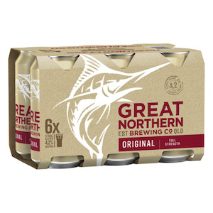 Great Northern Original Lager 4.2% 6 Pack 375mL Cans (New)