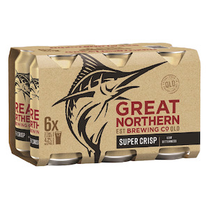 Great Northern Super Crisp Lager Low Bitterness 3.5% 6 Pack 375mL Cans (New)