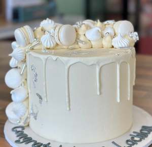 Doughnut: White Waterfall Drip Cake - Gender Reveal