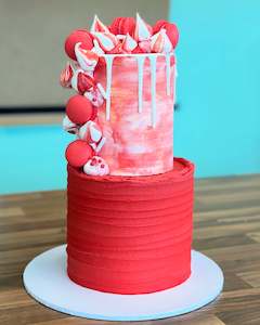 Two tier Textured and Waterfall Cake