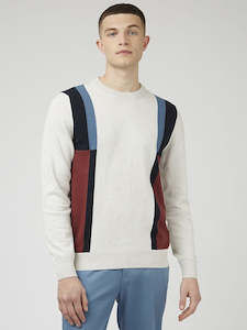 Ben Sherman Intarsia Stripe Crew Sweatshirt