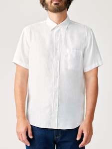 Short Sleeve Shirts: RM Williams S25 Regular Linen Shirt SS - White