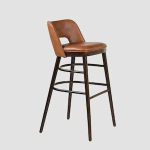 Stools: Otto Barstool - Upholstered Low Back - Dark Oak