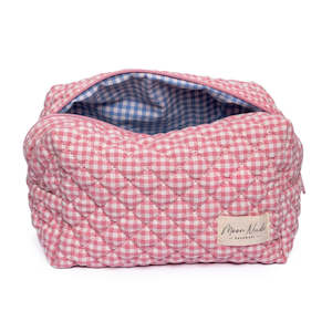 Large Cosmetic Bag - Pink Gingham