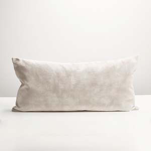 Household textile: Ecru Velvet Lumbar Cushion