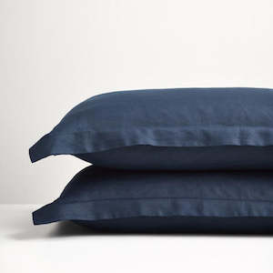 Household textile: Navy Linen Pillowcases