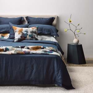 Navy Linen Duvet Cover