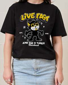 Cat Tshirts: Live Fast and Die Nine Times T-Shirt