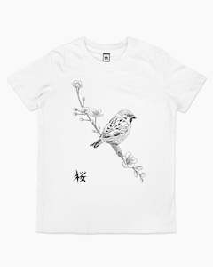 Sparrow on Cherry Kids T-Shirt